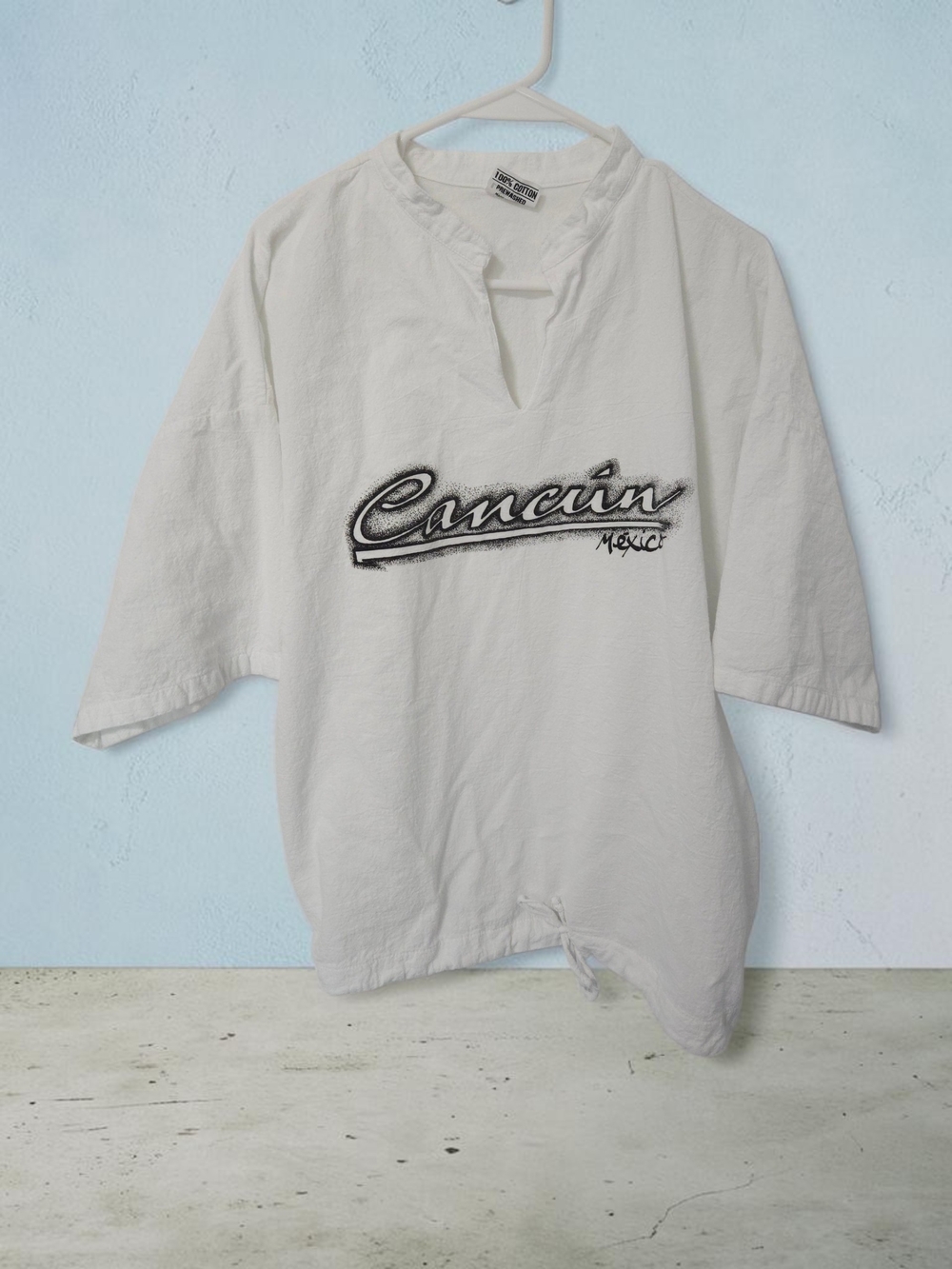 Cancún Mexico White Graphic Pullover 100% Cotton Shirt